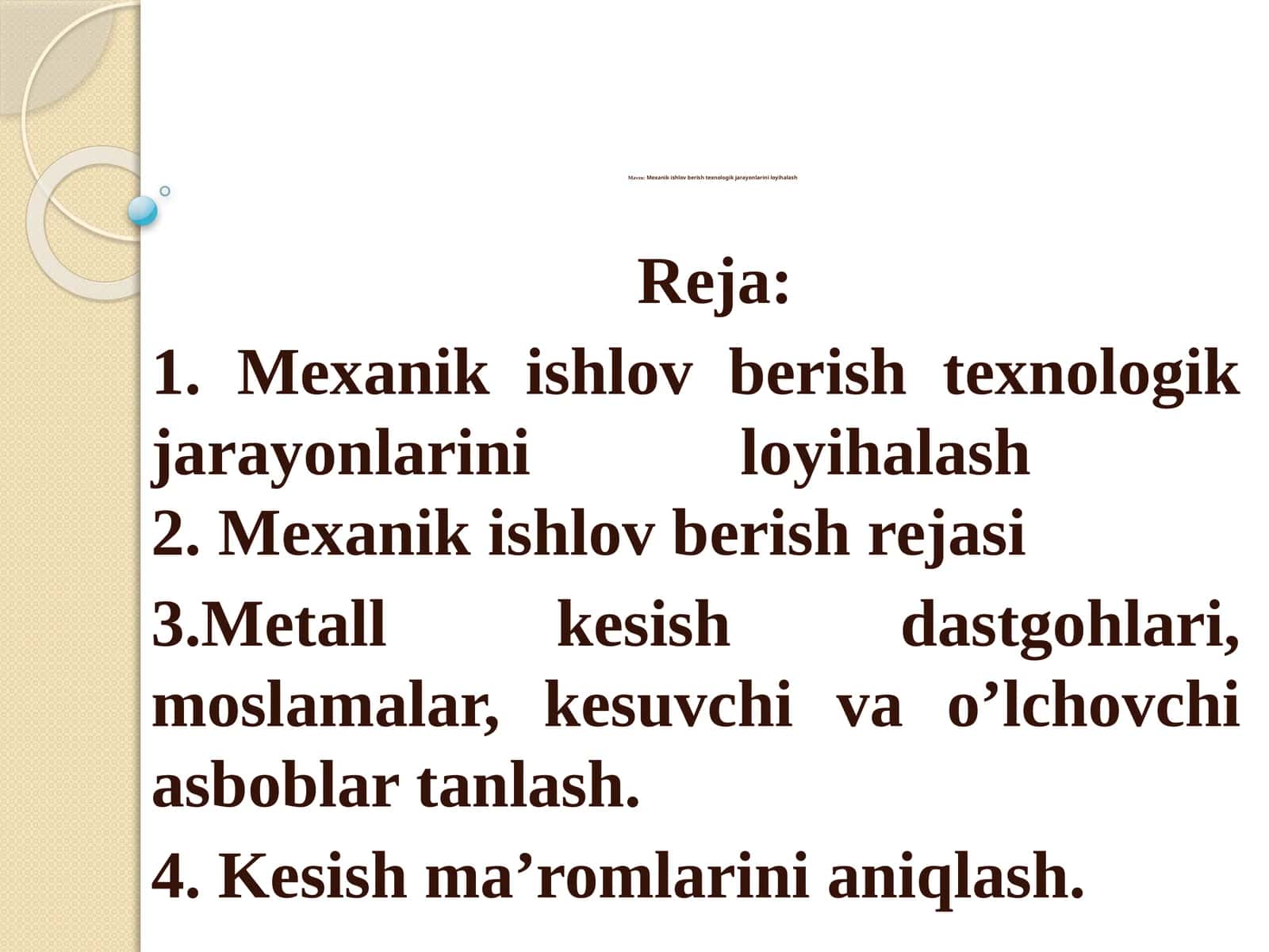 Mexanik ishlovberishtexnologik jara+yonlari iloyihalashi