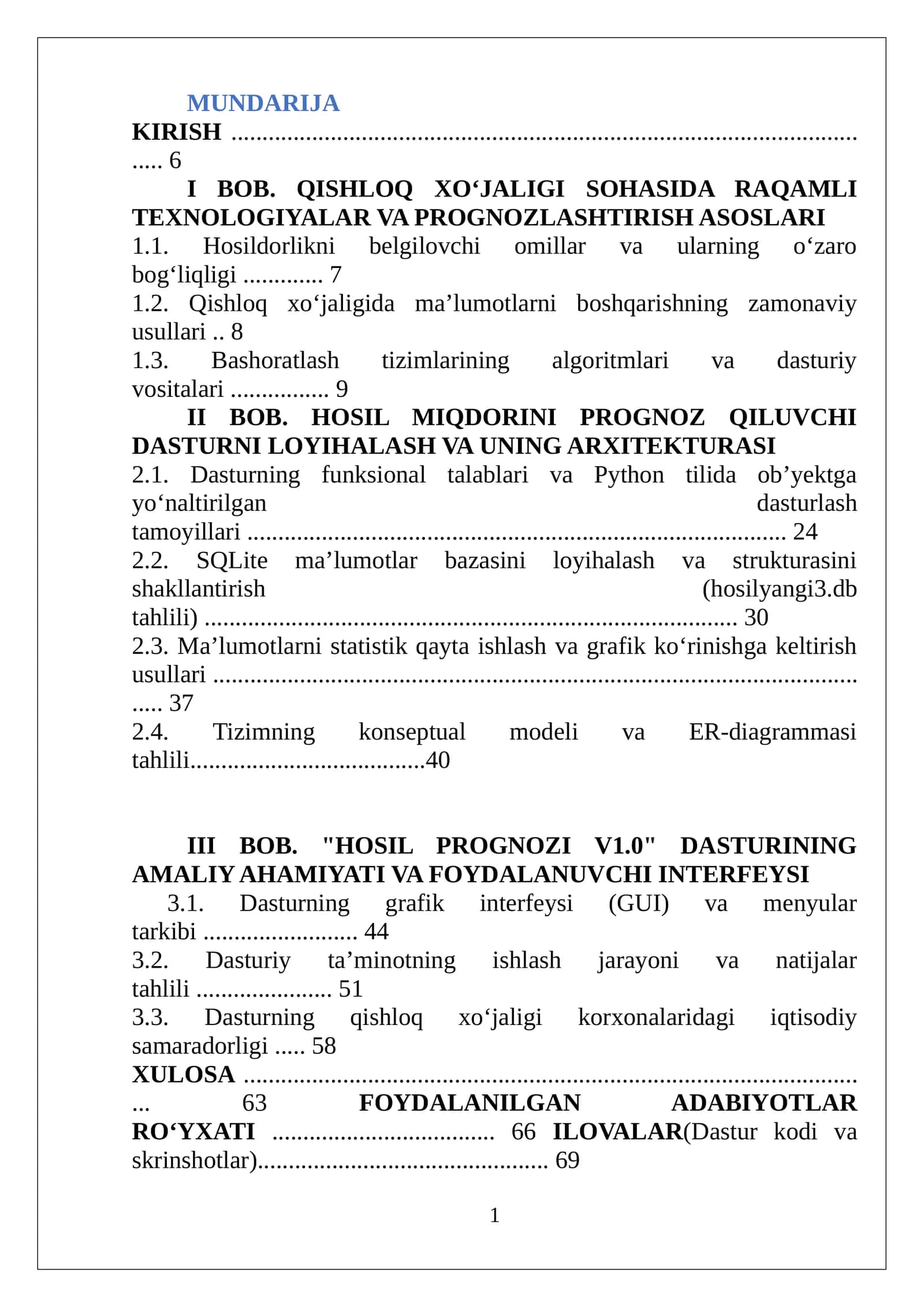 QISHLOQ XO‘JALIGI SOHASIDA RAQAMLI TEXNOLOGIYALAR VA PROGNOZLASHTIRISH ASOSLARI
