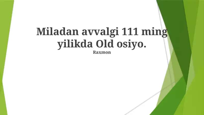 Osiyo Xo'jaligi Tarixi
