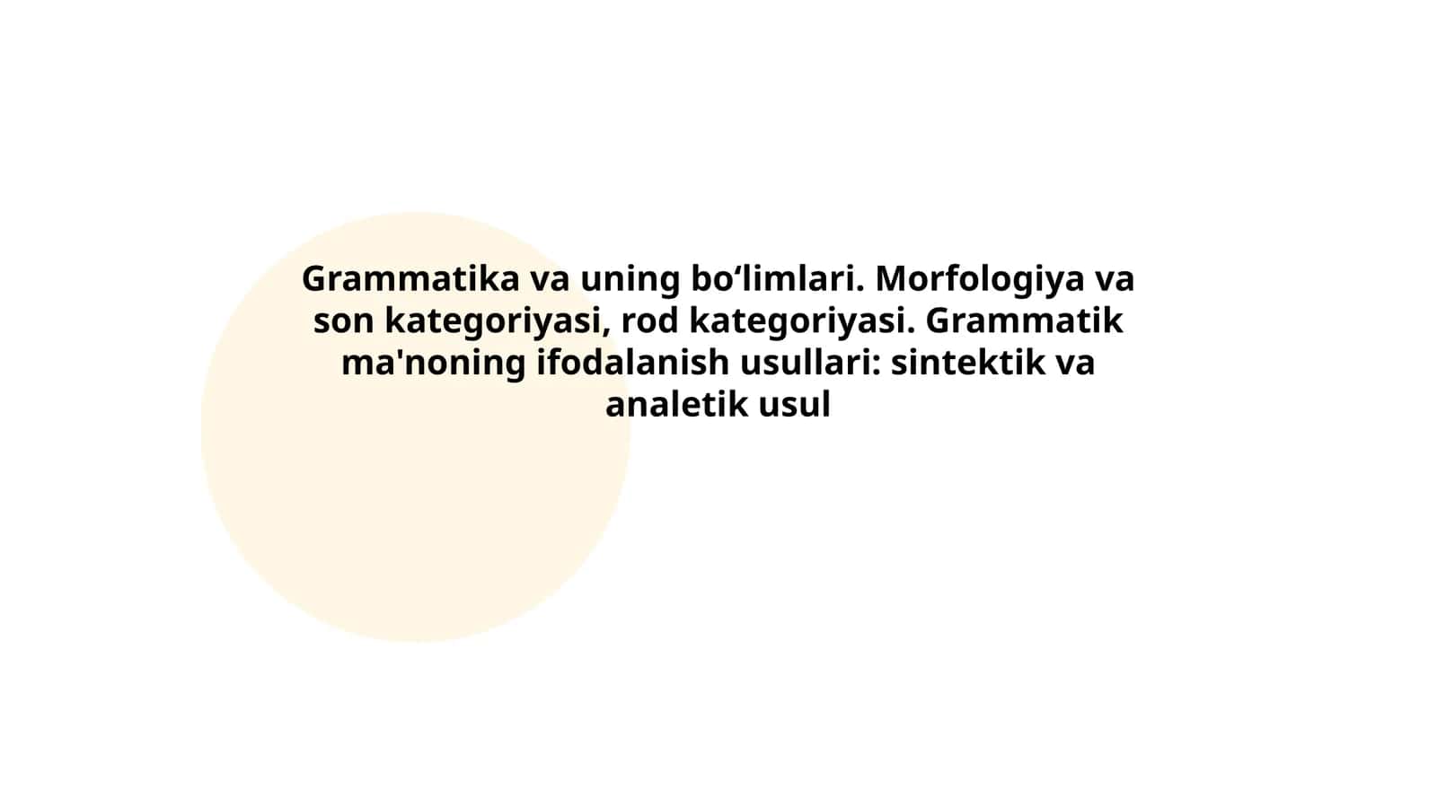 Morfologiya va son kategoriyasi