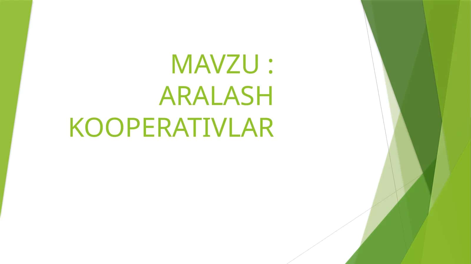 ARALASH KOOPERATIVLAR