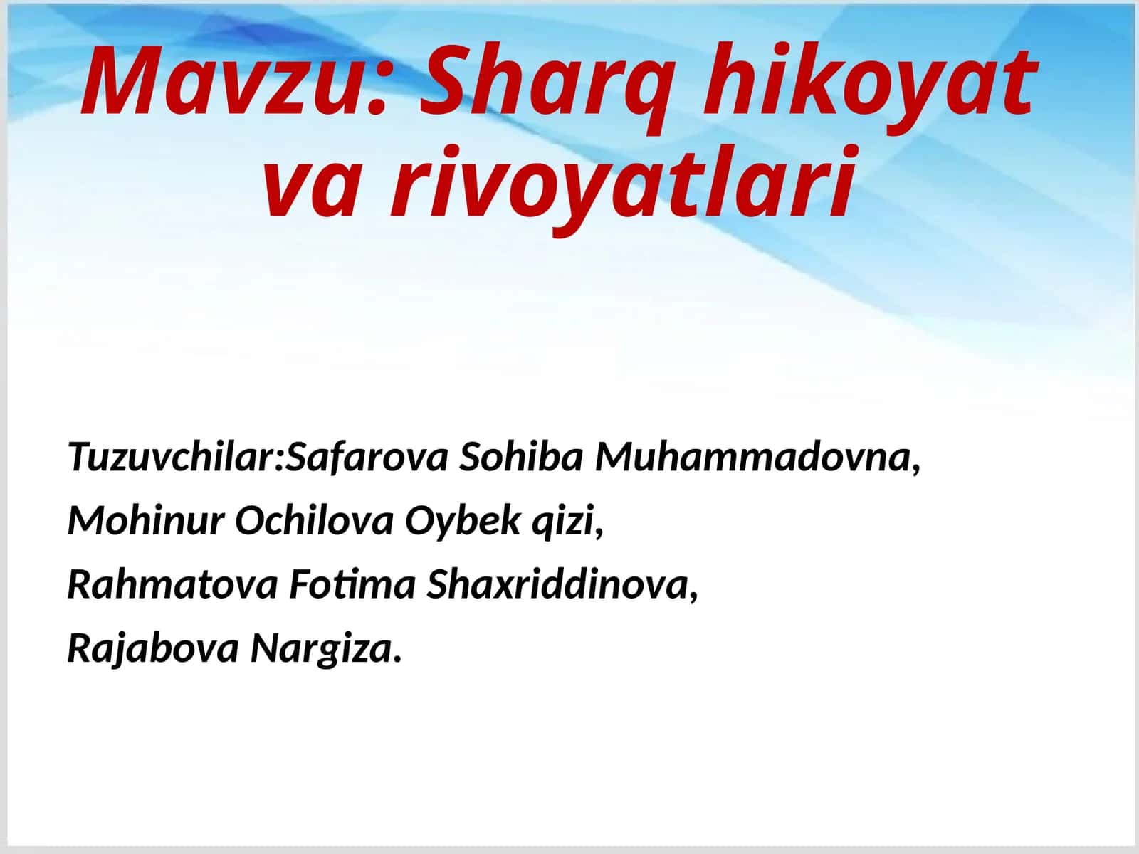 Sharq hikoyat va rivoyatlari