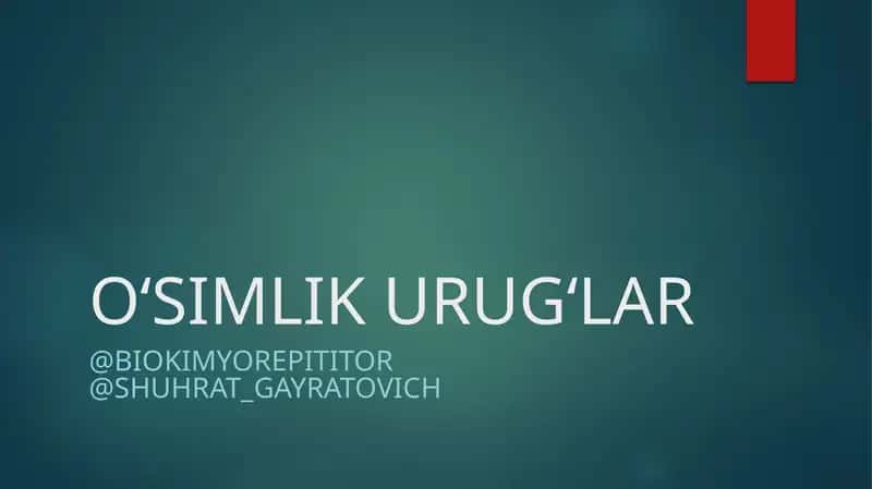 O‘SIMLIK URUG‘LAR