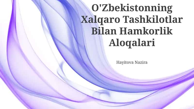 O'Zbekistonning Xalqaro Tashkilotlar Bilan Hamkorlik Aloqalari