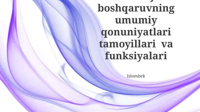 Ta’lim menejmenti boshqaruvning umumiy qonuniyatlari tamoyillari va funksiyalari