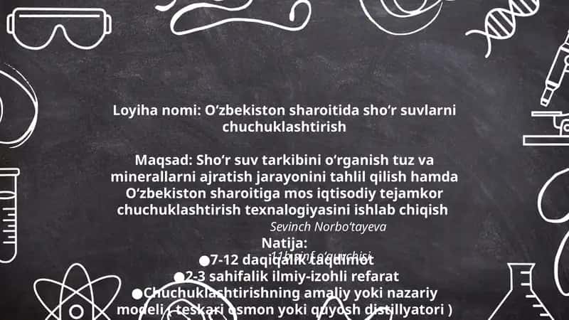 Oʻzbekiston sharoitida shoʻr suvlarni chuchuklashtirish