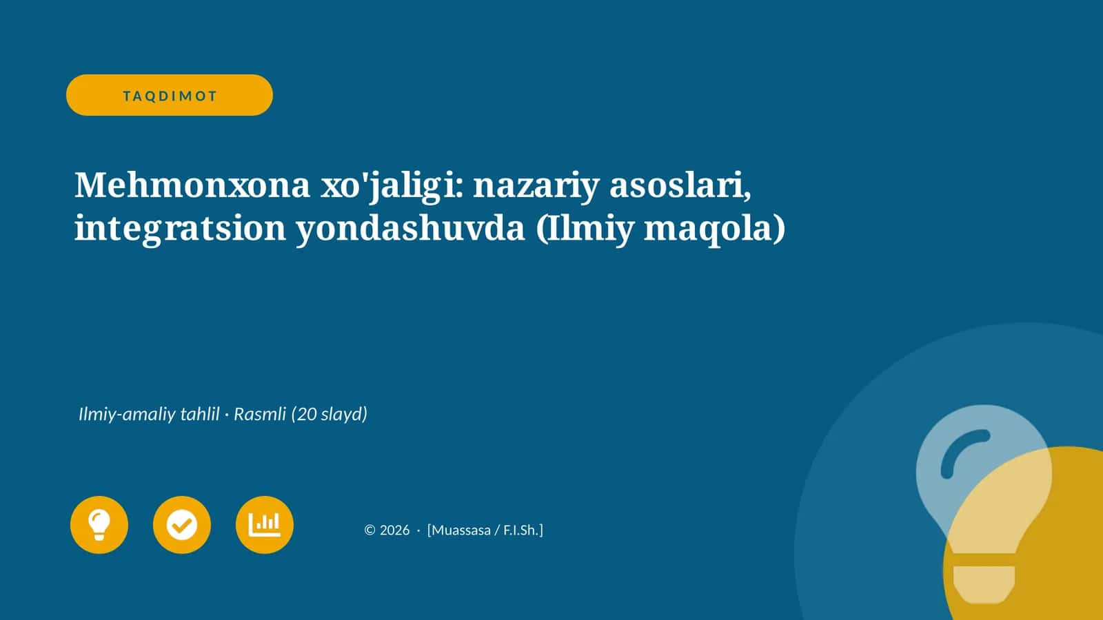 Mehmonxona xo'jaligi: nazariy asoslari, integratsion yondashuvda (Ilmiy maqola)