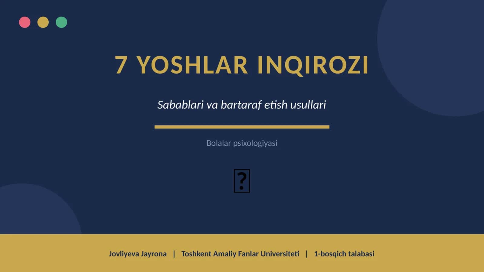 7 YOSHLAR INQIROZI