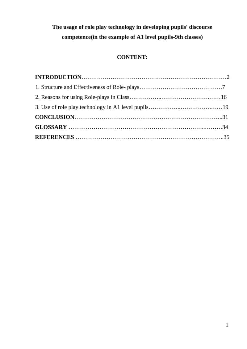 Role-play technology in developing pupils' discourse competence