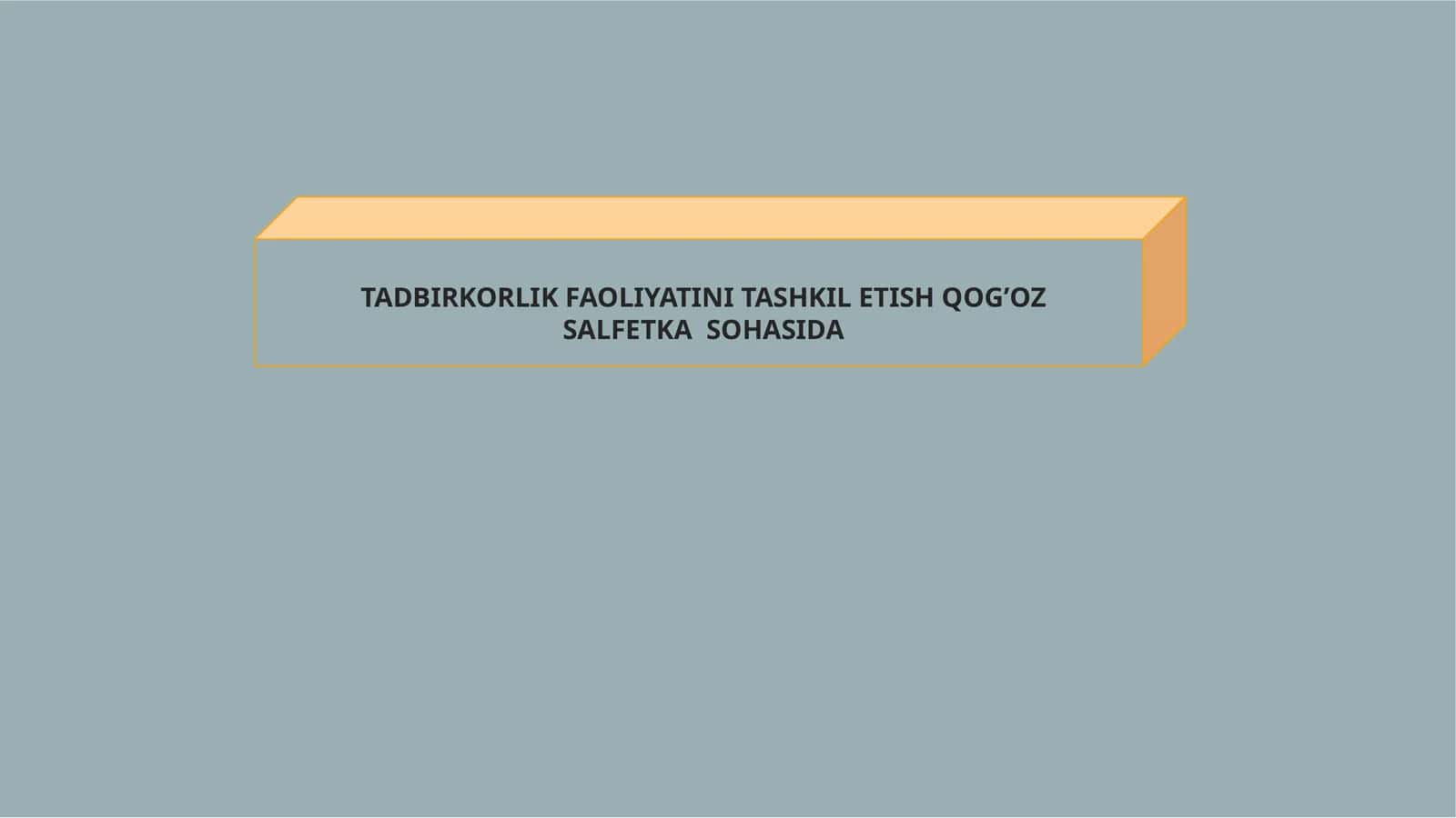 TADBIRKORLIK FAOLIYATINI TASHKIL ETISH QOG’OZ SALFETKA SOHASIDA