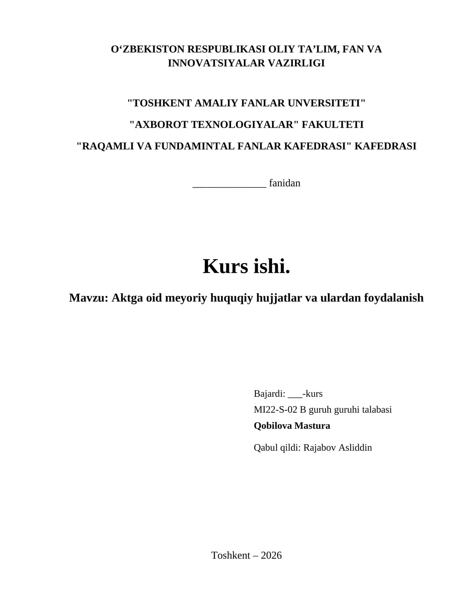 Aktga oid meyoriy huquqiy hujjatlar va ulardan foydalanish