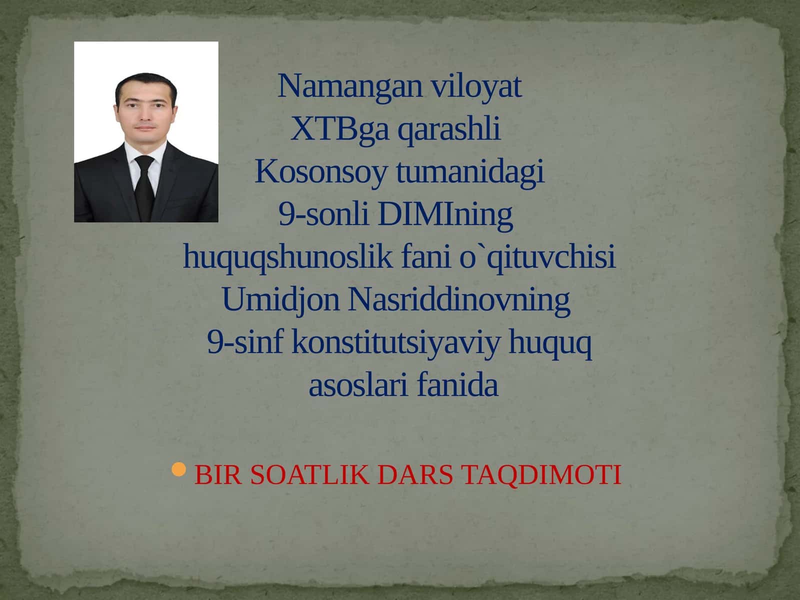 BIR SOATLIK DARS TAQDIMOTI