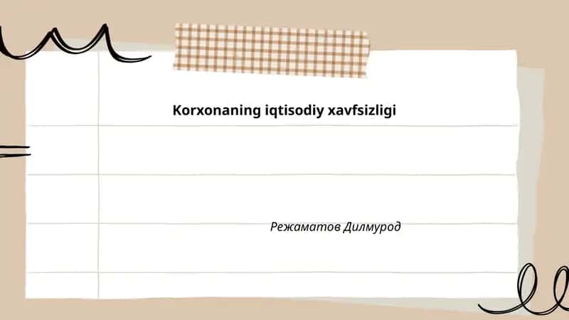 Korxonaning iqtisodiy xavfsizligi