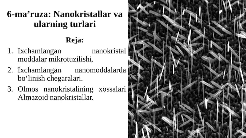 Nanokristallar va ularning turlari