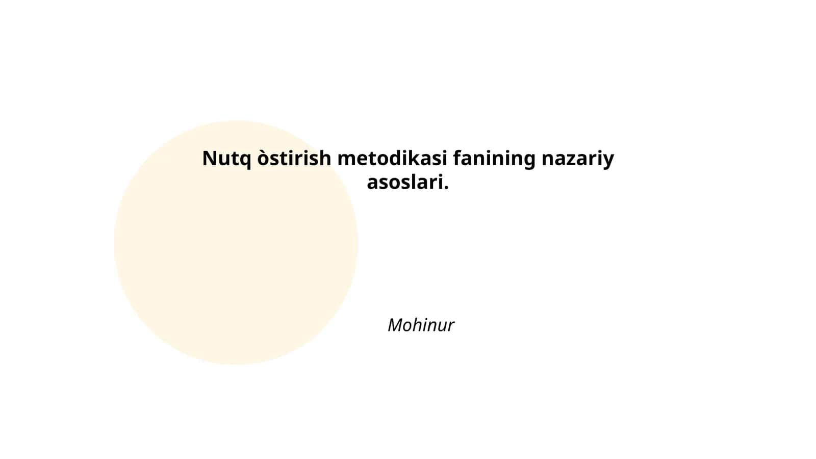 Nutq òstirish metodikasi fanining nazariy asoslari