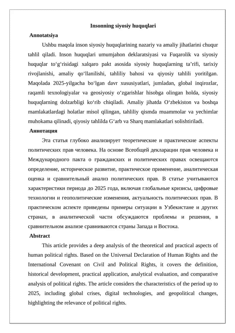 Insonning siyosiy huquqlari