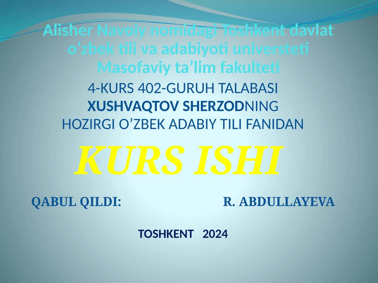 KO'ZNI OCHINGIZ