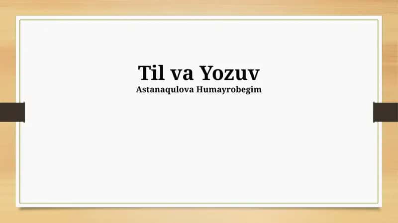 Til va Yozuv