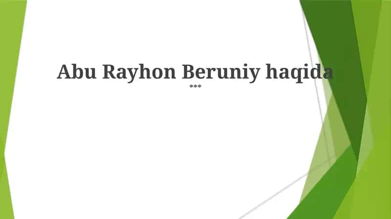 Abu Rayhon Beruniy haqida