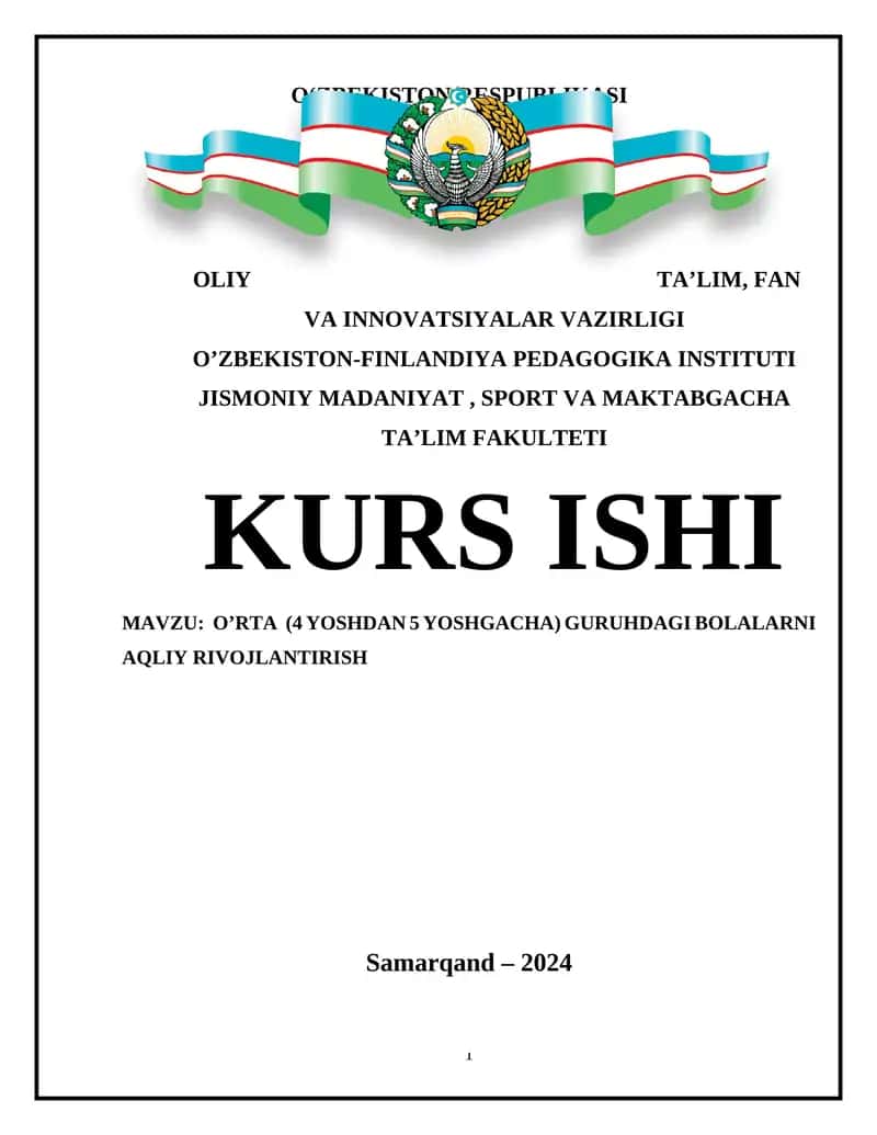 O’Rta (4 yoshdan 5 yoshgacha) guruhdagi bolalarni aqliy rivojlantirish
