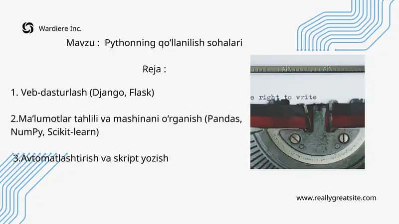 Pythonning qo’llanilish sohalari