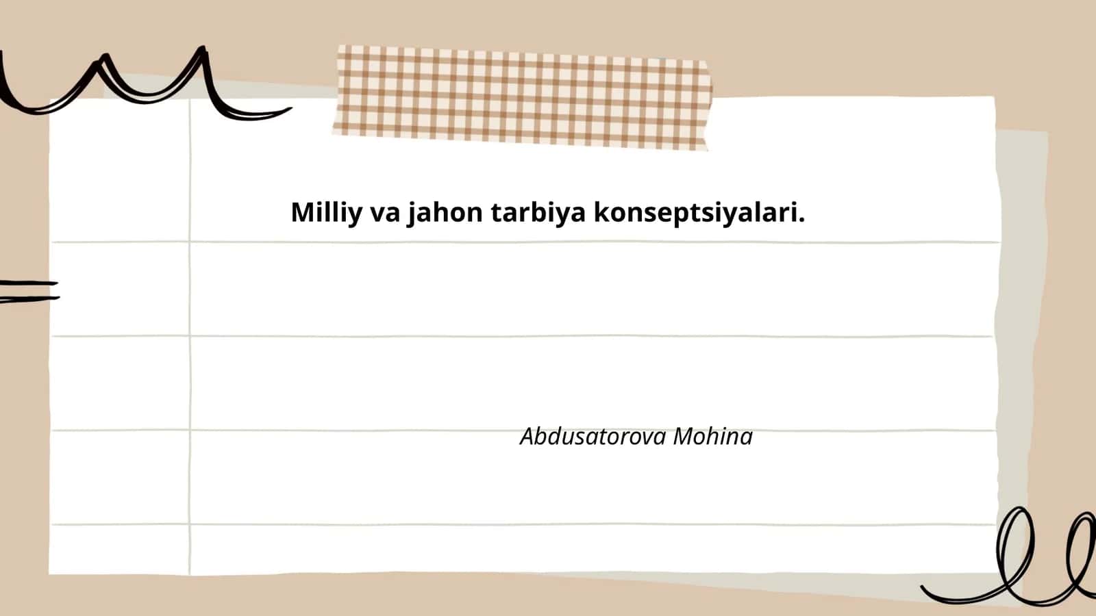 Milliy va jahon tarbiya konseptsiyalari