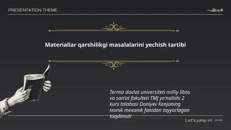 Materiallar qarshilikgi masalalarini yechish tartibi