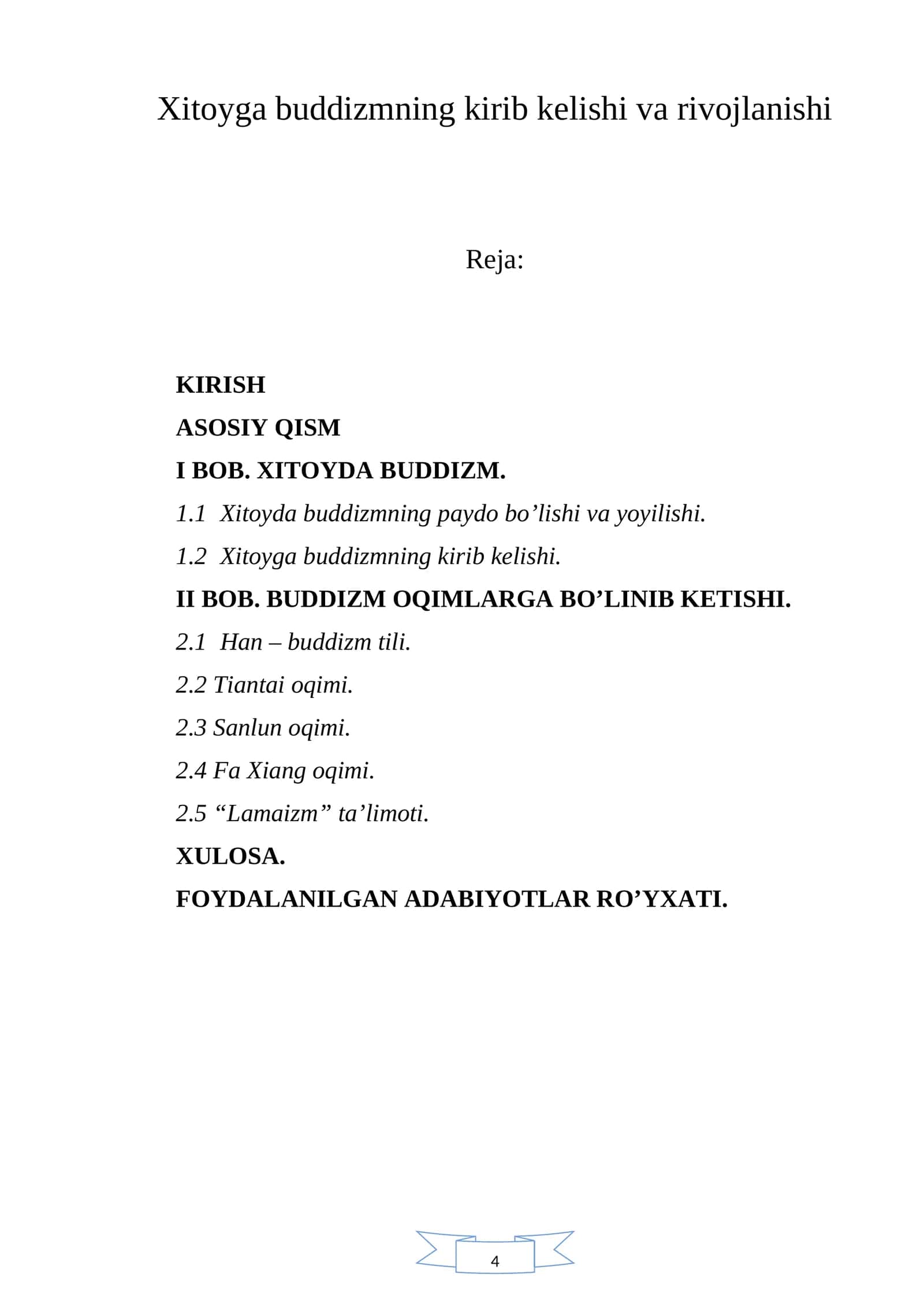 Xitoyga buddizmning kirib kelishi va rivojlanishi