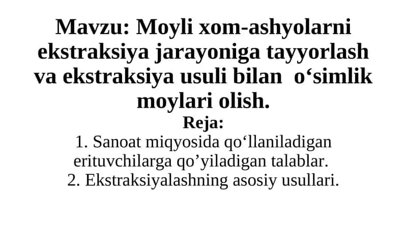 Ekstraksiyalash usullari