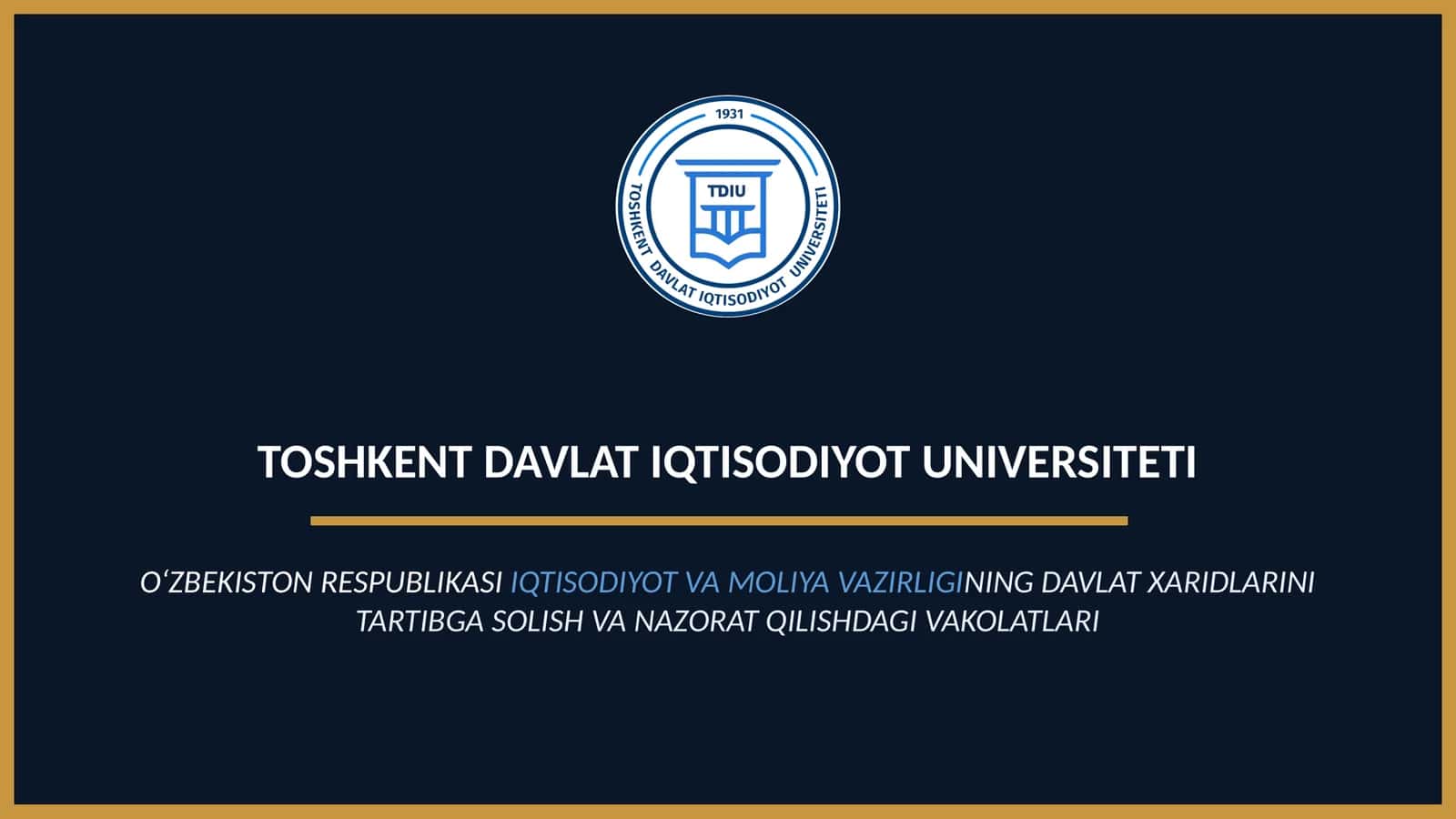 O‘ZBEKISTON RESPUBLIKASIIQTISODIYOT VA MOLIYA VAZIRLIGINING DAVLAT XARIDLARINI TARTIBGA SOLISH VA NAZORAT QILISHDAGI VAKOLATLARI