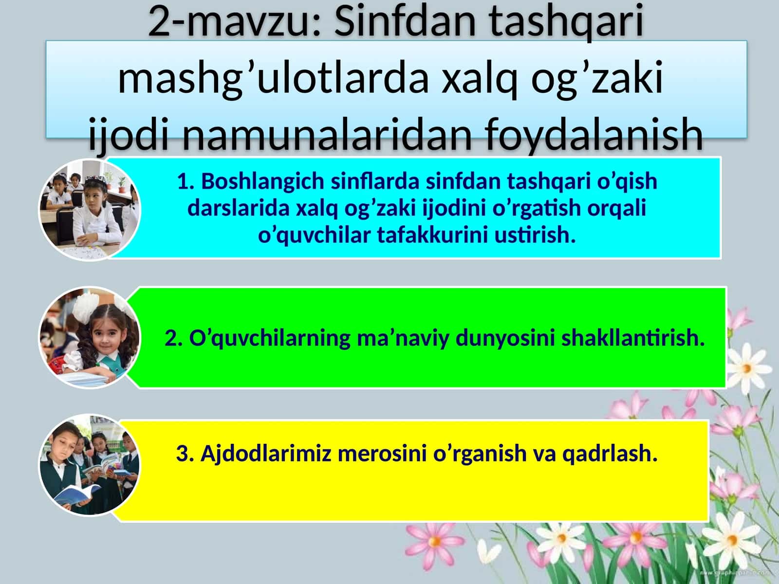 Sinfdan tashqari mashg’ulotlarda xalq og’zakiijodi