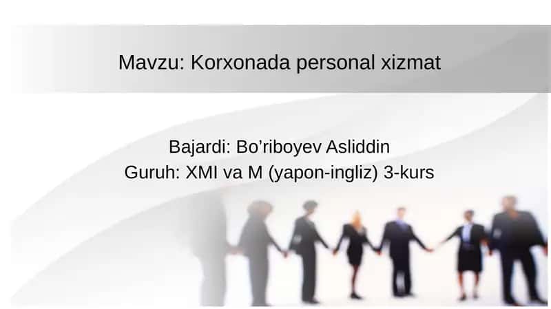 Korxonada personal xizmat