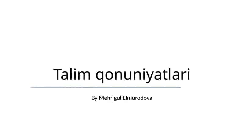 Talim qonuniyatlari