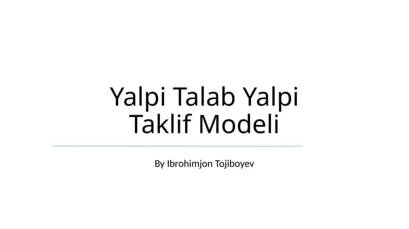 Yalpi Talab Yalpi Taklif Modeli