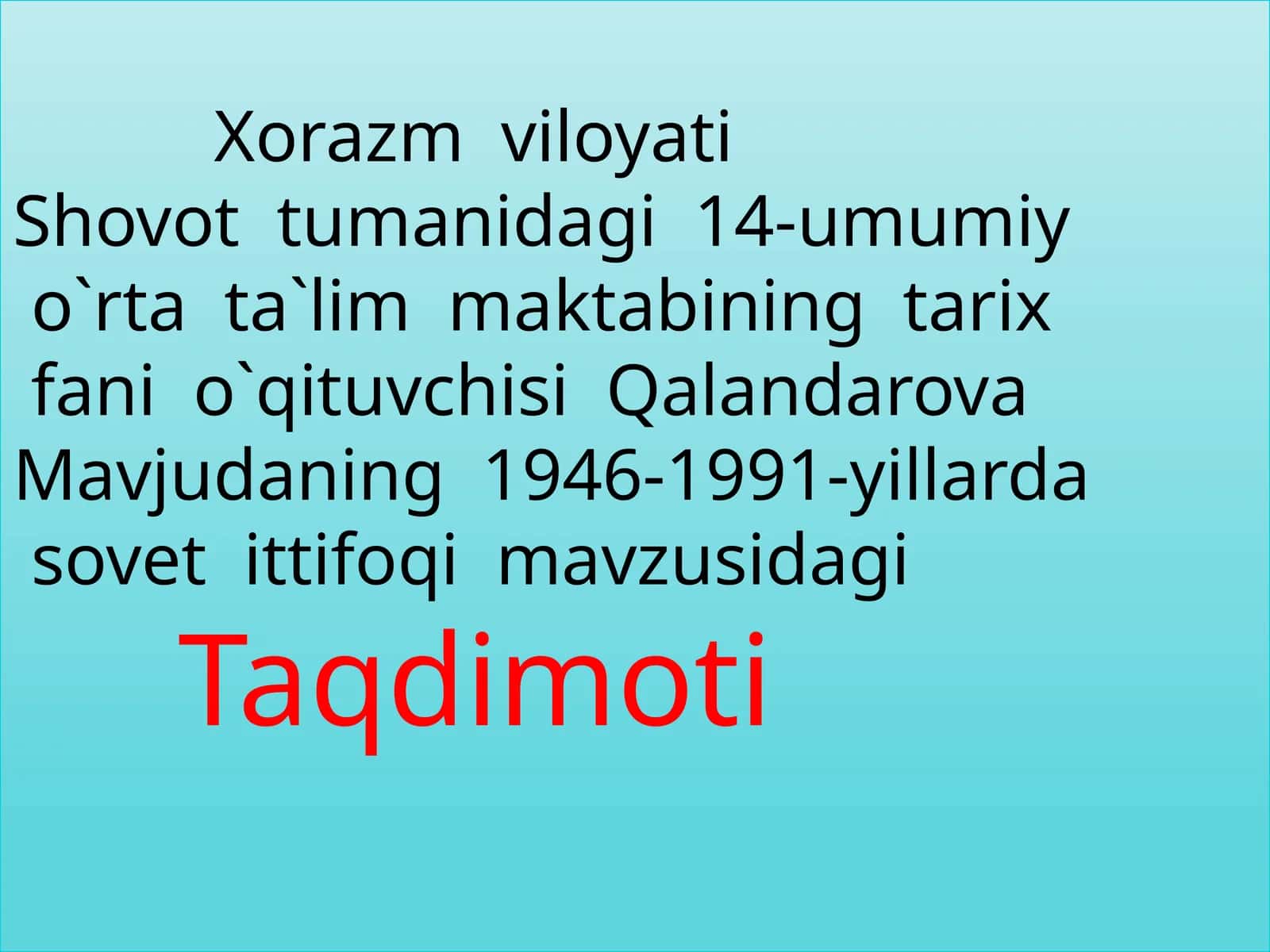 10-sinf Jahon tarixi fanidan 1946-1991 yillarda Sovet ittifoqi