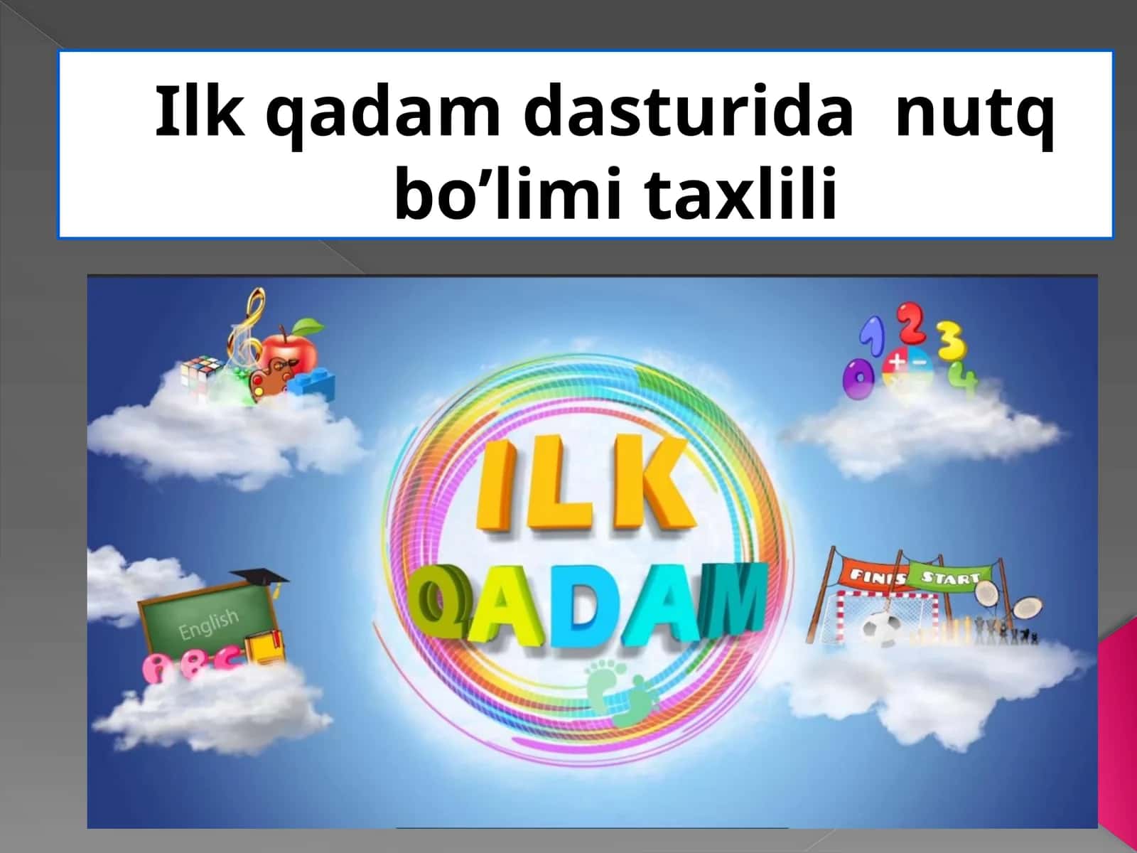 Ilk qadam dasturida nutq bo’limi tahlili