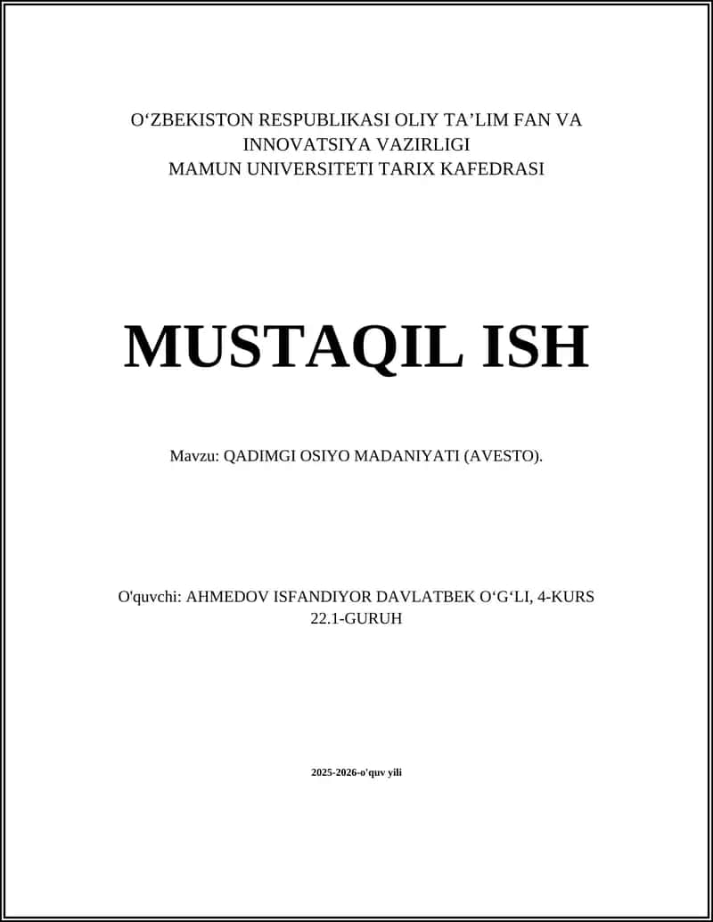 QADIMGI OSIYO MADANIYATI (AVESTO)