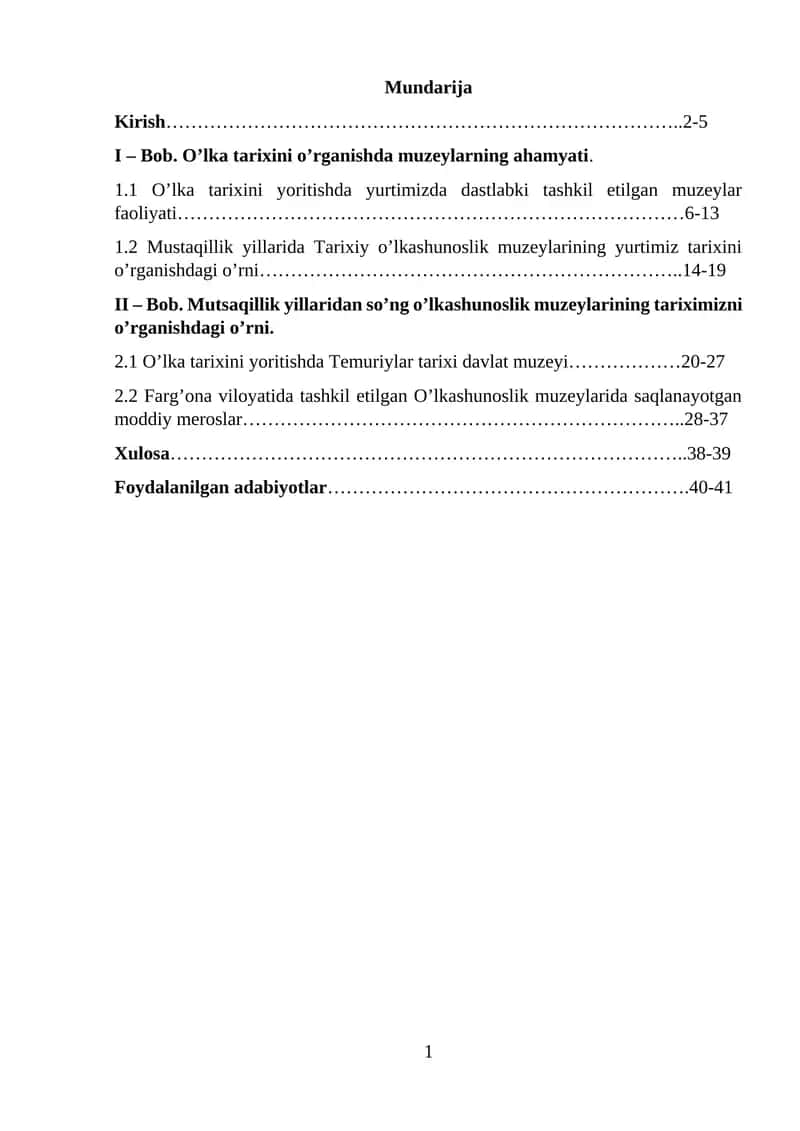 O‘lka tarixini o’rganishda muzeylarning ahamyati