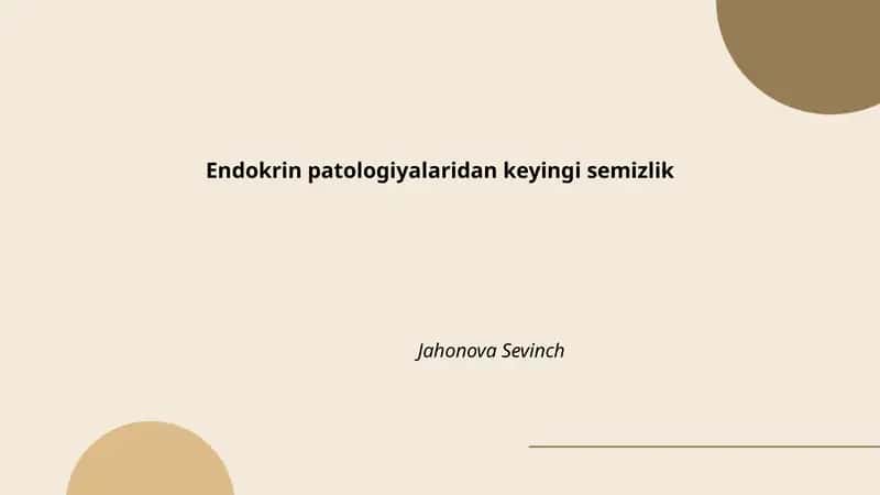 Endokrin patologiyalaridan keyingi semizlik