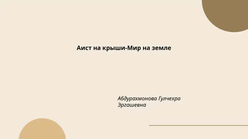 Аист на крыше-Мир на земле
