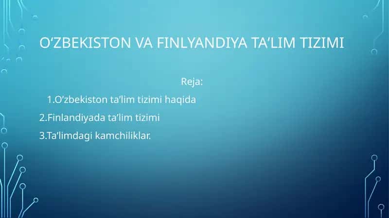 Oʻzbekiston va Finlyandiya taʼlim tizimi