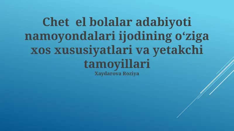 Bolalar adabiyotida psixologik jihatlar