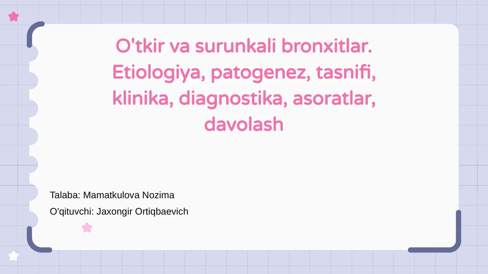 O'tkir va surunkali bronxitlar