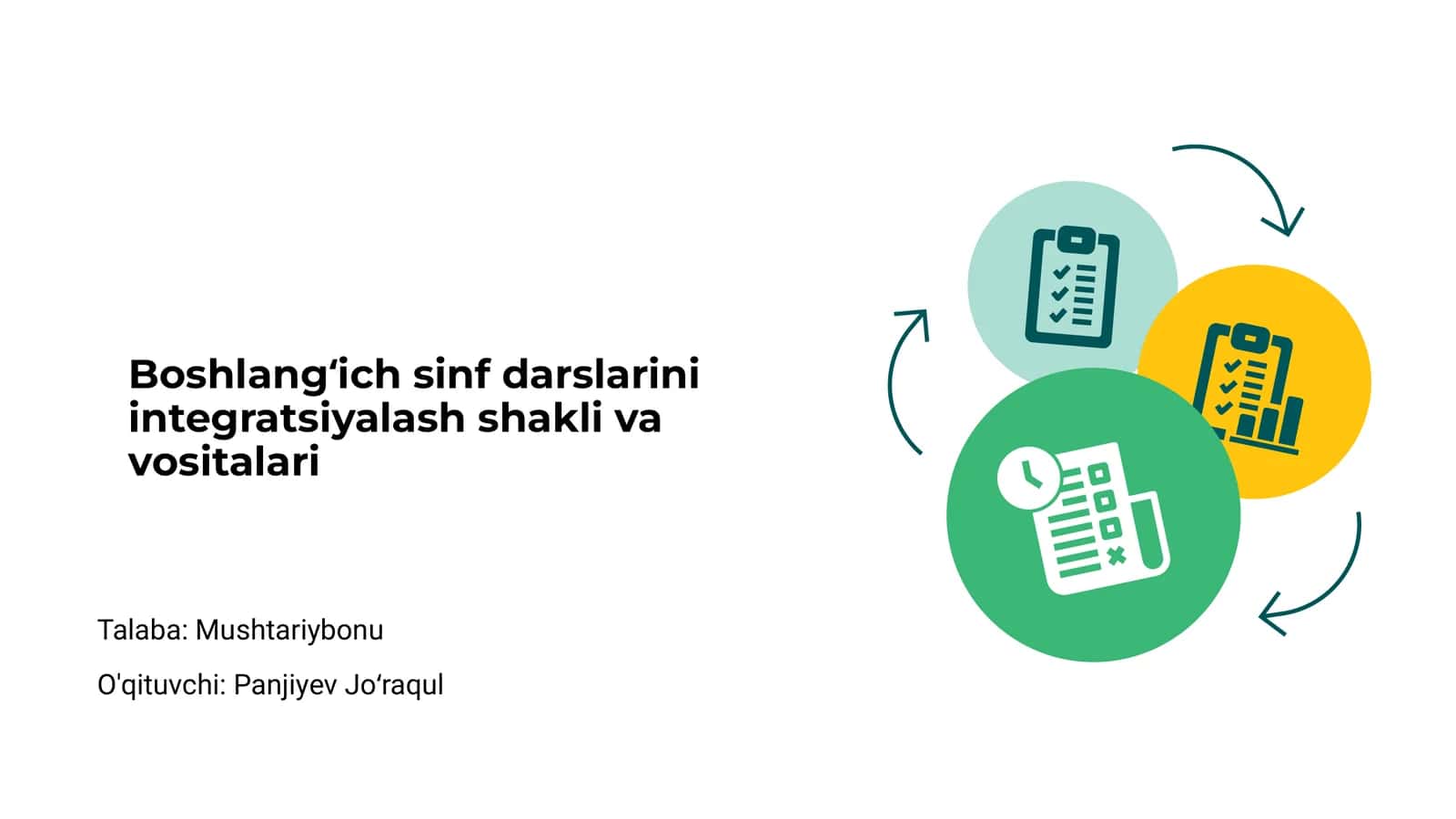 Boshlangʻich sinf darslarini integratsiyalash shakli va vositalari