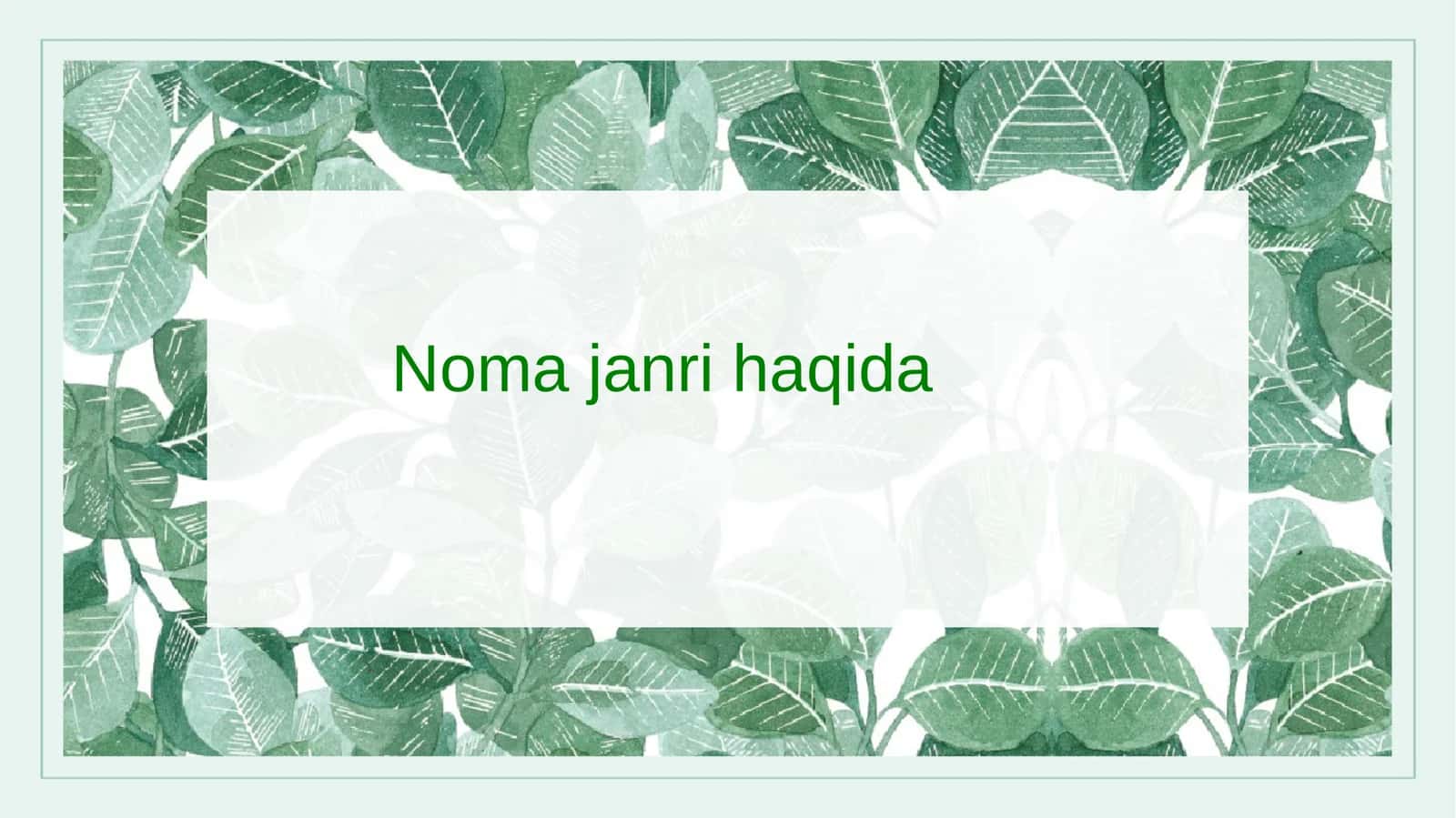 Noma janri haqida
