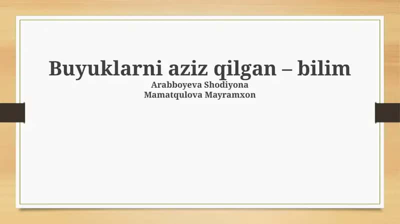 Bilim: Buyuklik va Hurmat Asosi