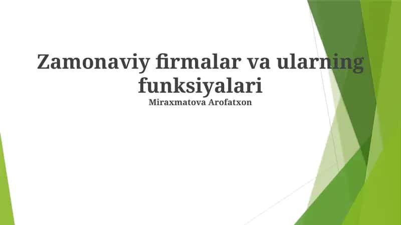 Zamonaviy firmalar va ularning funksiyalari