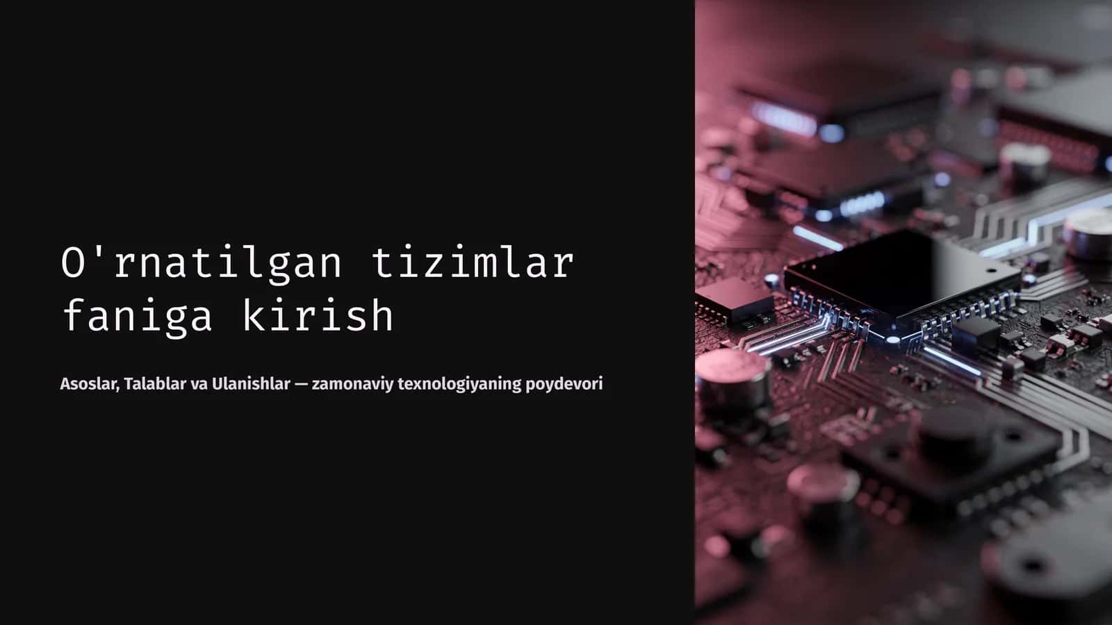 O'rnatilgan tizimlar faniga kirish