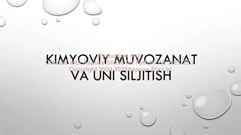 Kimyoviy muvozanat va uni siljitish