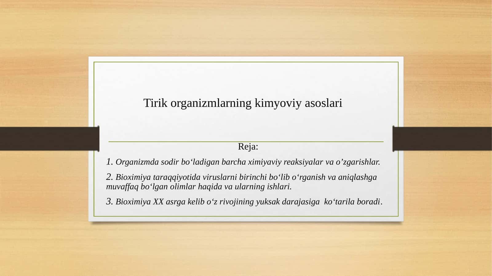 Tirik organizmlarning kimyoviy asoslari